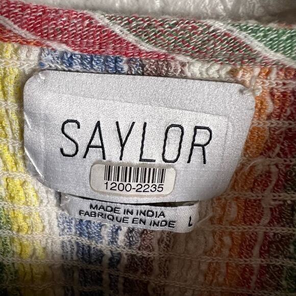 Saylor Alma Rainbow Striped Ruffled V-Neck Sleeveless Mini Dress Size L - Picture 11 of 15